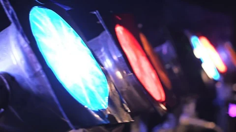LED PAR lights on concert stage Stock Footage 69960153