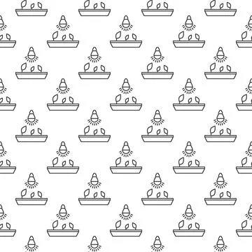 LED Phyto Lamp Bulb vector thin line minimal seamless pattern Stockillustratie