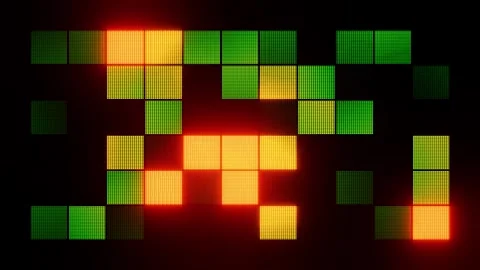 Led pixelated squares in retro mood light in seamless loop Stock Footage 311795992