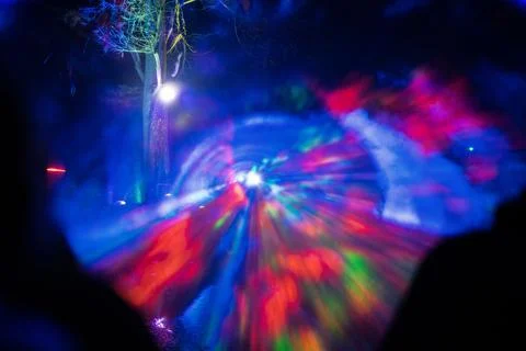 Led ray reflecting night photography low light 스톡 사진