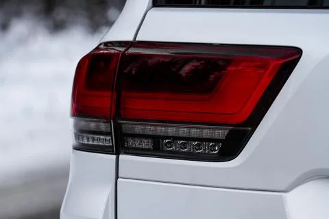 LED red taillight. Closeup tail light of a modern car. Rear light of a car. Stock-Fotos