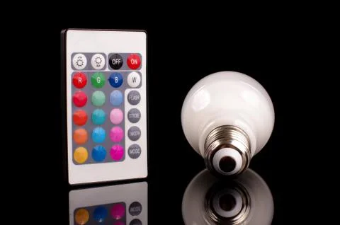 LED with remote control isolated on black Stock Photos
