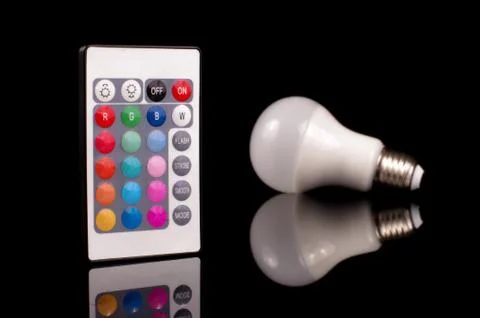 LED with remote control isolated on black Stock Photos