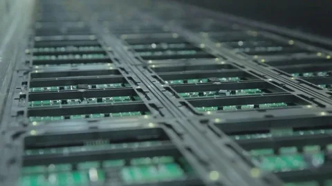 Led screen. breakdown microcircuits led screen In workshop Video stock 83297215