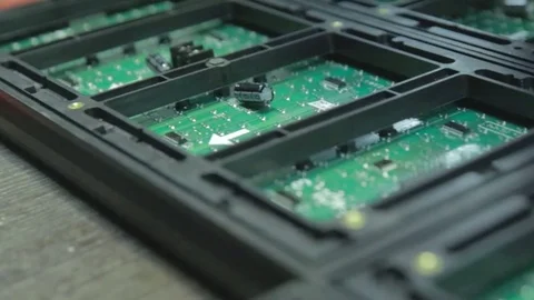 Led screen. breakdown microcircuits led screen In workshop Video stock 83297270