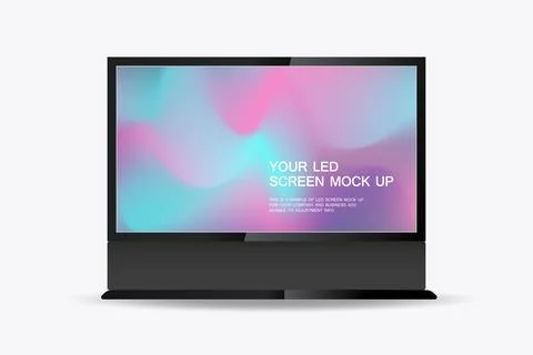 The LED screen mock-up features a clean, straightforward layout with bold t.. Illustrazione stock