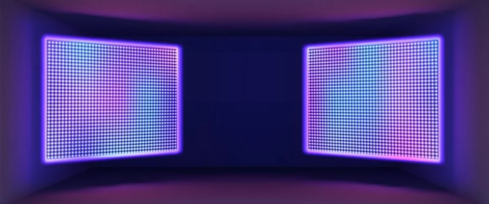 LED screen panels with blue and purple light Stock Illustration