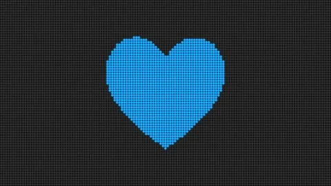 Led Screen Scrolling Blue Heart Stock Footage 101506635