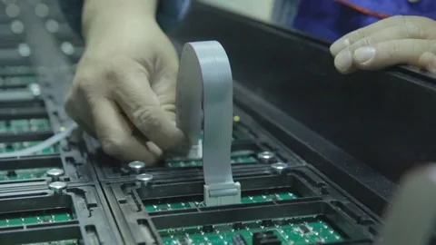 Led screen. in the workshop collecting chips for the LED screens Vidéo 83297165