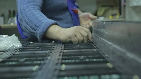 LED screen. In the workshop collecting chips for the LED screens Stock Footage 83297364