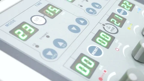 LED screens and knobs on thermotherapy and diathermy machine 스톡 동영상 85131949