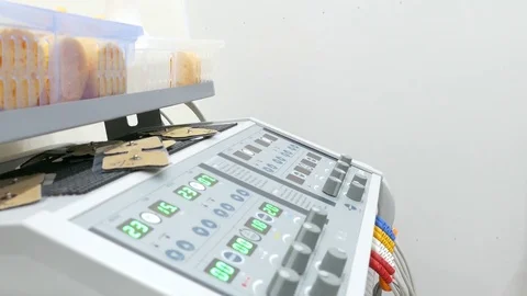 LED screens and knobs on thermotherapy and diathermy machine 스톡 동영상 85133875
