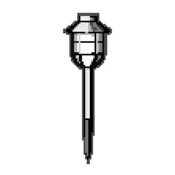 Led solar powered garden lamp pixel art vector illustration Stock Illustration