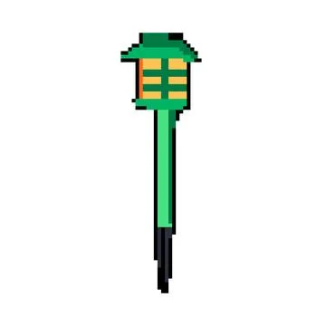 Led solar powered garden lamp pixel art vector illustration Stock Illustration