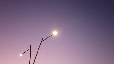 LED street lighting at dusk. Stock Footage 114695984