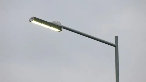 LED street lights lit under the blue sky. Video stock 274412851
