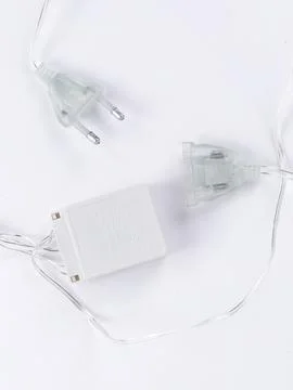 Led string light plug and power adapter Stock Photos