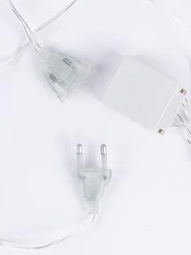 Led string light plug and power adapter Stock Photos