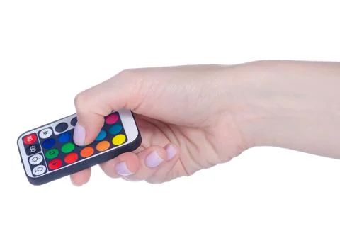 LED strip remote control in hand Stock Photos