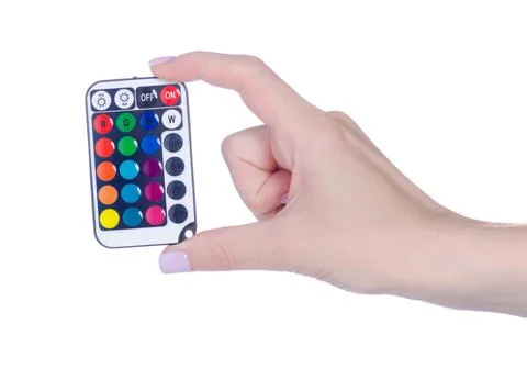LED strip remote control in hand Stock Photos