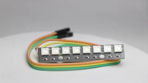 LED strip with rigid PCB or printed circuit board with jumper cables Stock Footage 346665395
