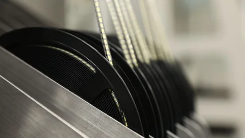 LED strip roll in the process in an industrial plant Stock Footage 110315366