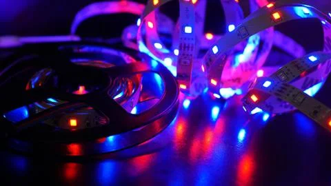 Led stripe light on black background Stock Photos