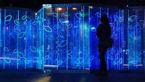 LED stripe lighting installation Stock Footage 102834657