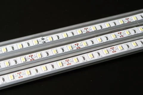 Led stripes on black background Stock Photos