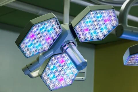 LED surgical lights system in operating room Stock Photos