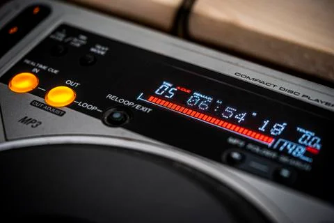 LED Time Display on CD Player Stock Photos