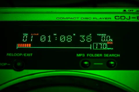 LED Time Display on CD Player Stock Photos