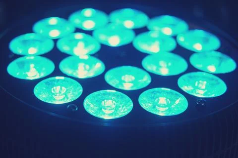 LED torch with blue light, close-up, shallow depth of field Stock Photos