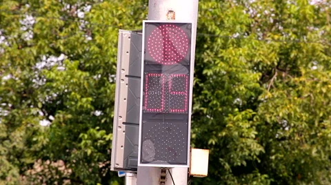 Led Traffic Light Switches From Red To Green v4 Stock Footage 65735124