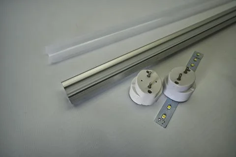 LED tube light components and LED strip Stock Photos