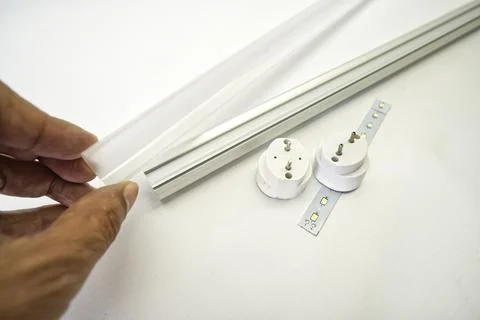 LED tube light components and LED strip Stock Photos