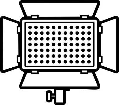 LED video panel light barn doors line art icon Stock Illustration