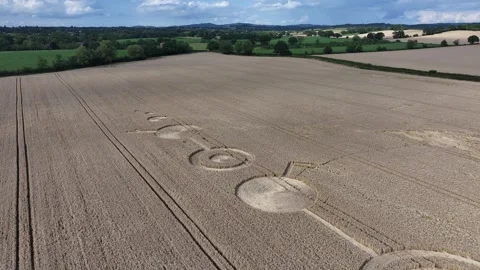 Led Zeppelin Crop Circle, Epic 4K Drone Clip, Rushock, UK, 16th July 2023 Stock Footage 266157777