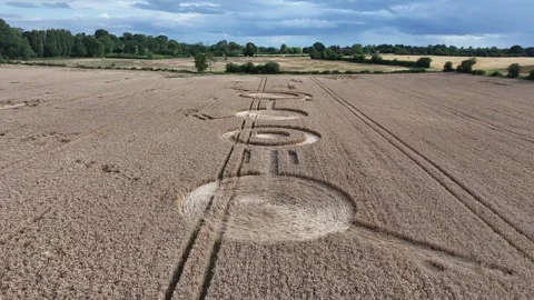 Led Zeppelin Crop Circle, Stunning 4K Drone Clip, Rushock, UK, 16th July 2023 Stock Footage 266163726