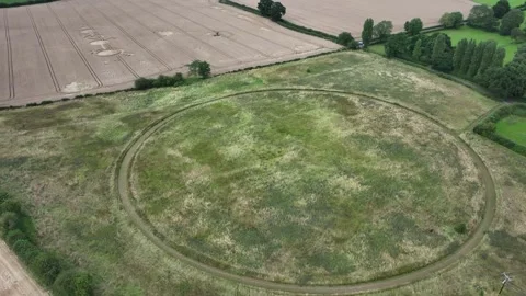 Led Zeppelin Crop Circle, Wide 4K Drone Clip, Rushock, UK, 16th July 2023 Stock Footage 266165578