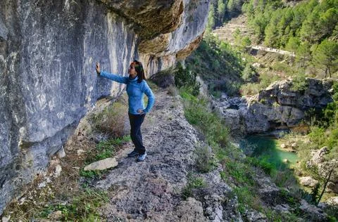 On the ledge of the montain Stock Photos