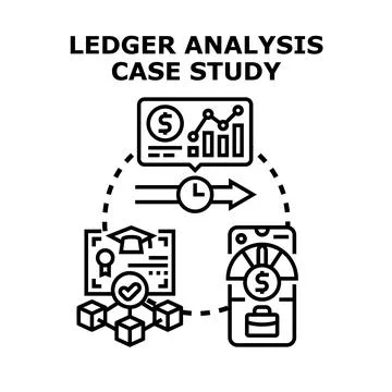 Ledger analysis case study illustrating financial data management Stock Illustration