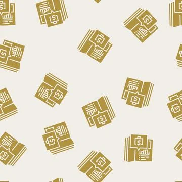 Ledger book glyph seamless pattern Illustrazione stock