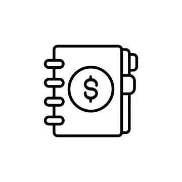 Ledger linear icon. Principal book for recording and totaling economic transa Stock Illustration