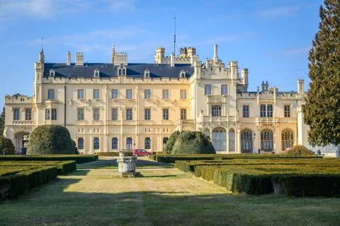 Lednice Castle complex, UNESCO World Heritage site in the South Moravia reg.. Stock Photos