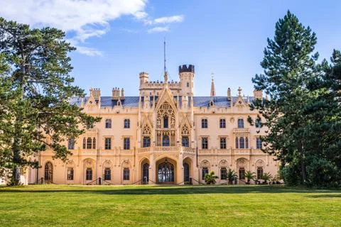 Lednice Castle at Sunset, Back View Foto stock