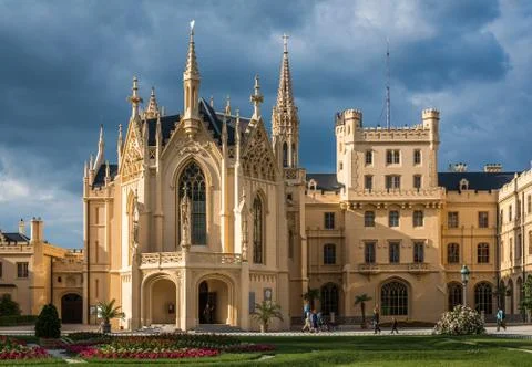 Lednice Castle at Sunset, Front View Stock Photos