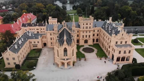 Lednice castle unesco aerial view Stock Footage 144664791