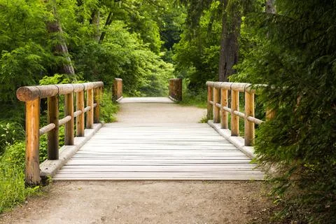 Lednice Czech Rep May 28th 2016. Wooden bridge in Lednice area Stock Photos