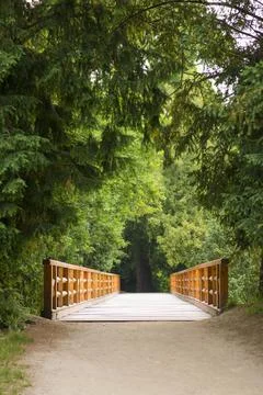 Lednice Czech Rep May 28th 2016. Wooden bridge in Lednice area Stock Photos